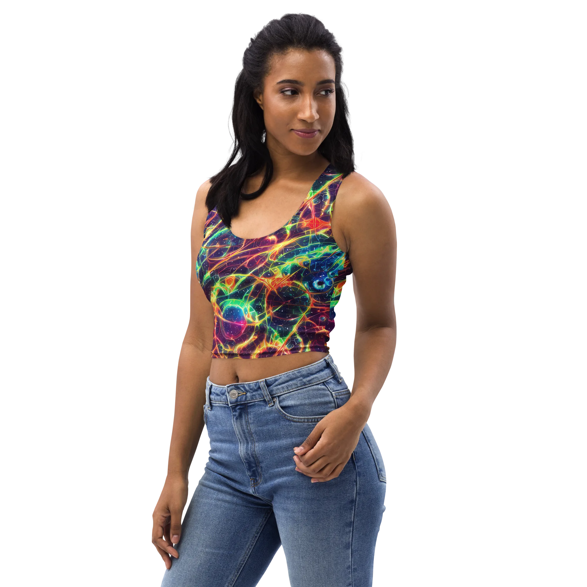 Prismatic Voltage on Crop Top — Left Front