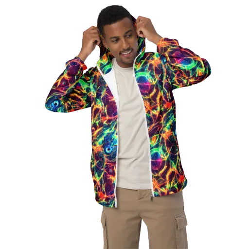 Prismatic Voltage on a Men's Windbreaker