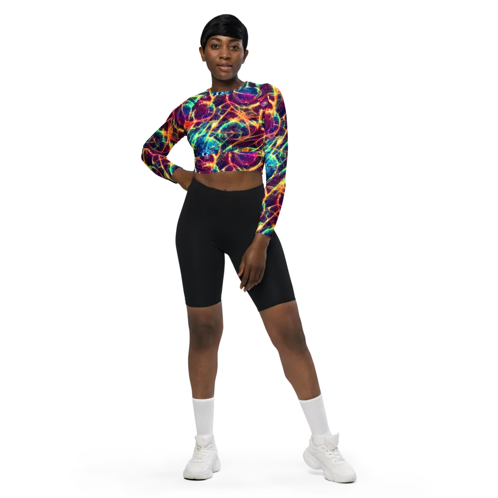 Prismatic Voltage on Long Sleeve Crop Top — Front