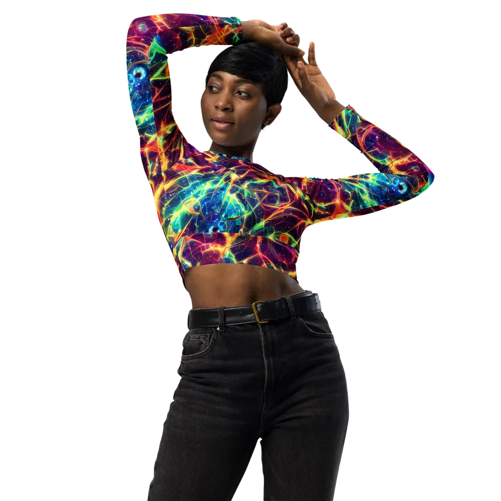 Prismatic Voltage on Long Sleeve Crop Top — Front