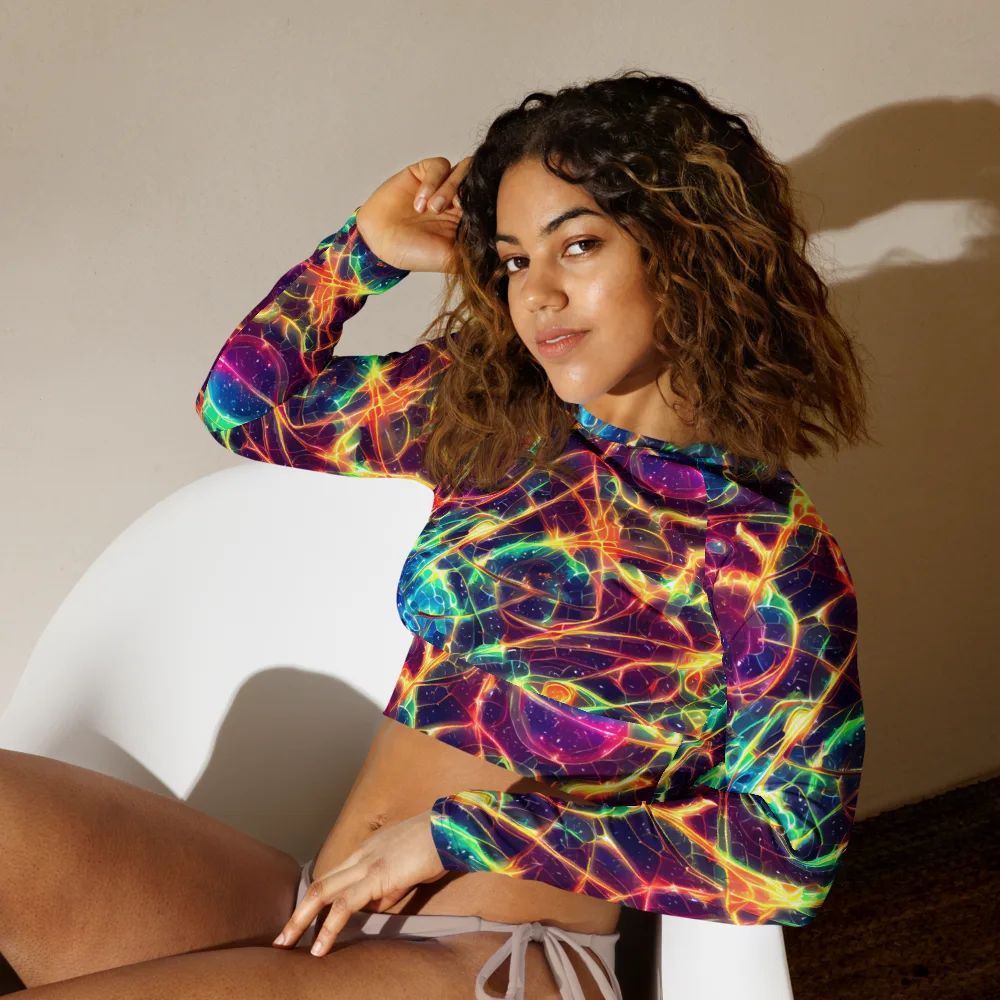 Prismatic Voltage on Long Sleeve Crop Top — Left Front