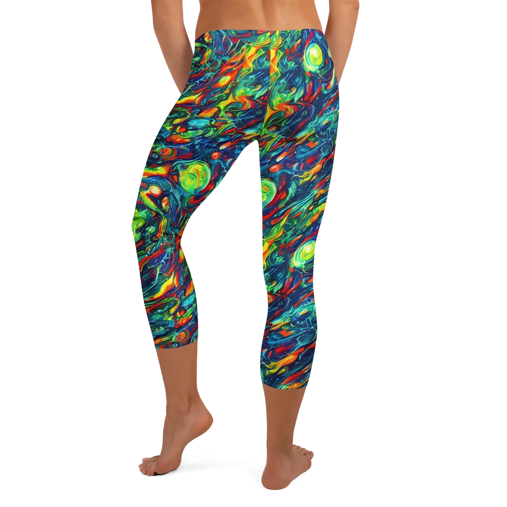 Chromatic Torrent on Capri Leggings — Back