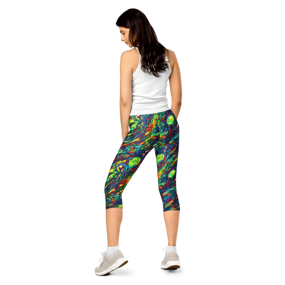 Chromatic Torrent on Capri Leggings — Back