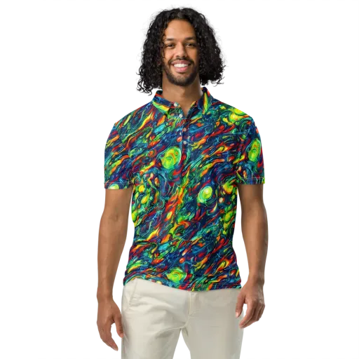 Chromatic Torrent on a Men's Slim Fit Polo Shirt