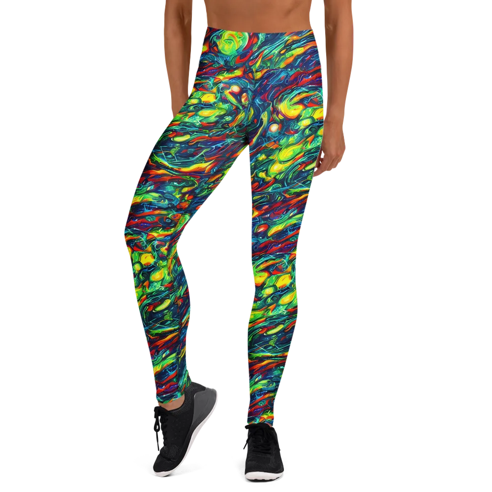 Chromatic Torrent on Yoga Leggings — Front