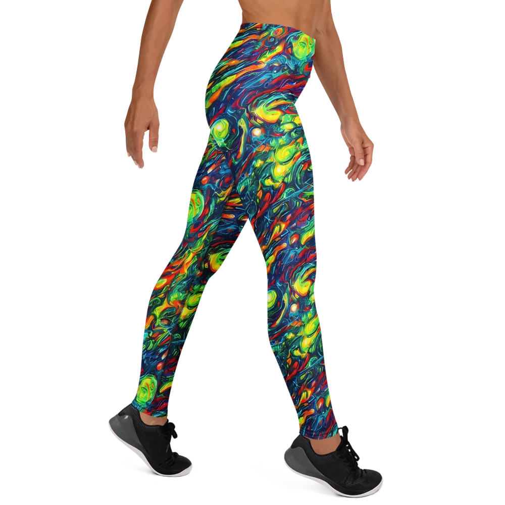 Chromatic Torrent on Yoga Leggings — Right