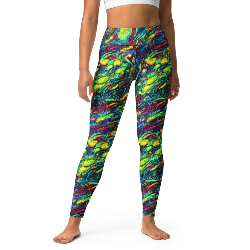 Chromatic Torrent on Yoga Leggings — Front