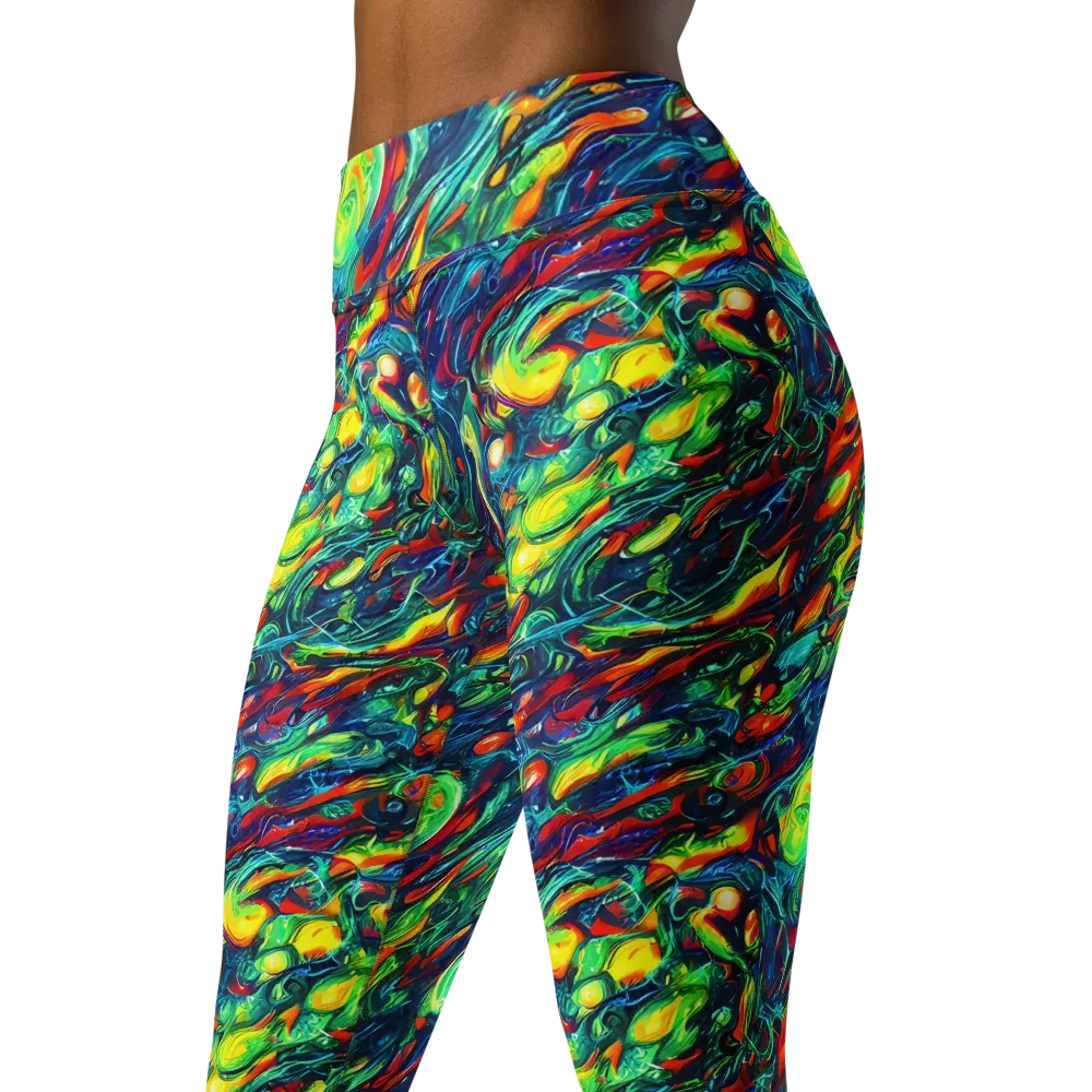 Chromatic Torrent on Yoga Leggings — Left Front