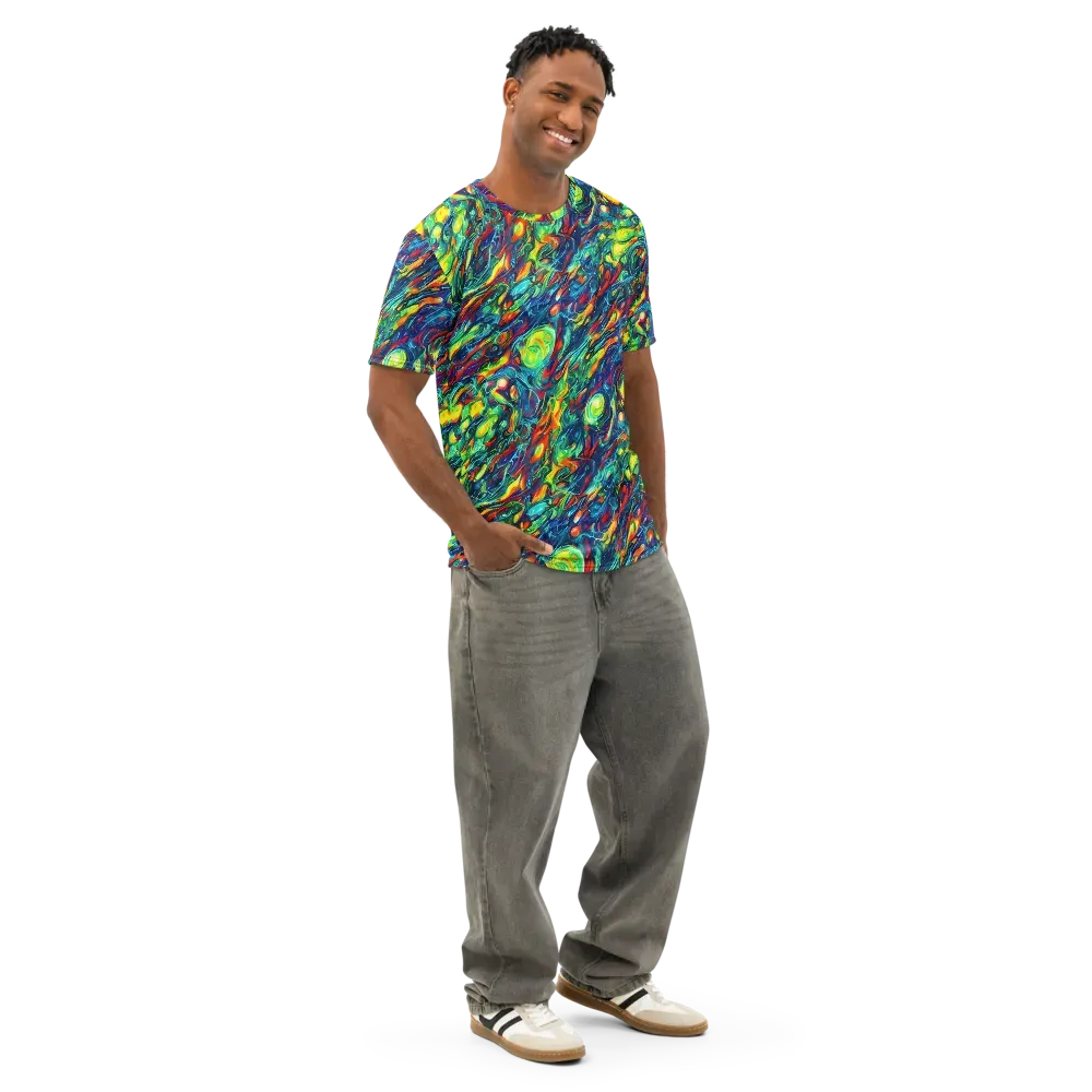 Chromatic Torrent on Men's Cotton Crew Neck T-Shirt — Right Front