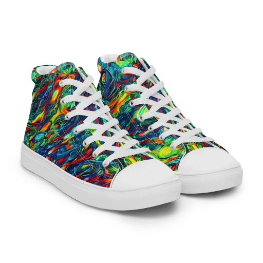 Chromatic Torrent on a Men's High Top Canvas Shoes