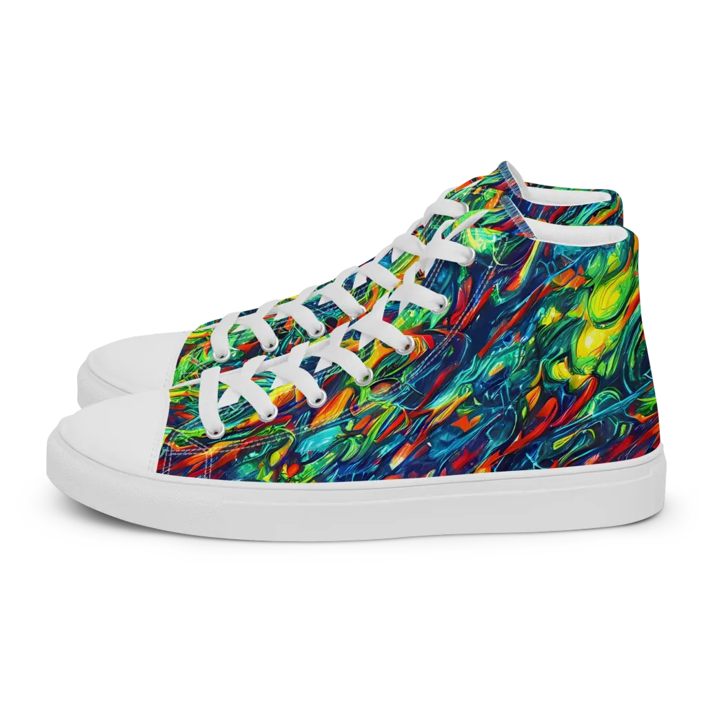 Chromatic Torrent on Men's High Top Canvas Shoes — Left