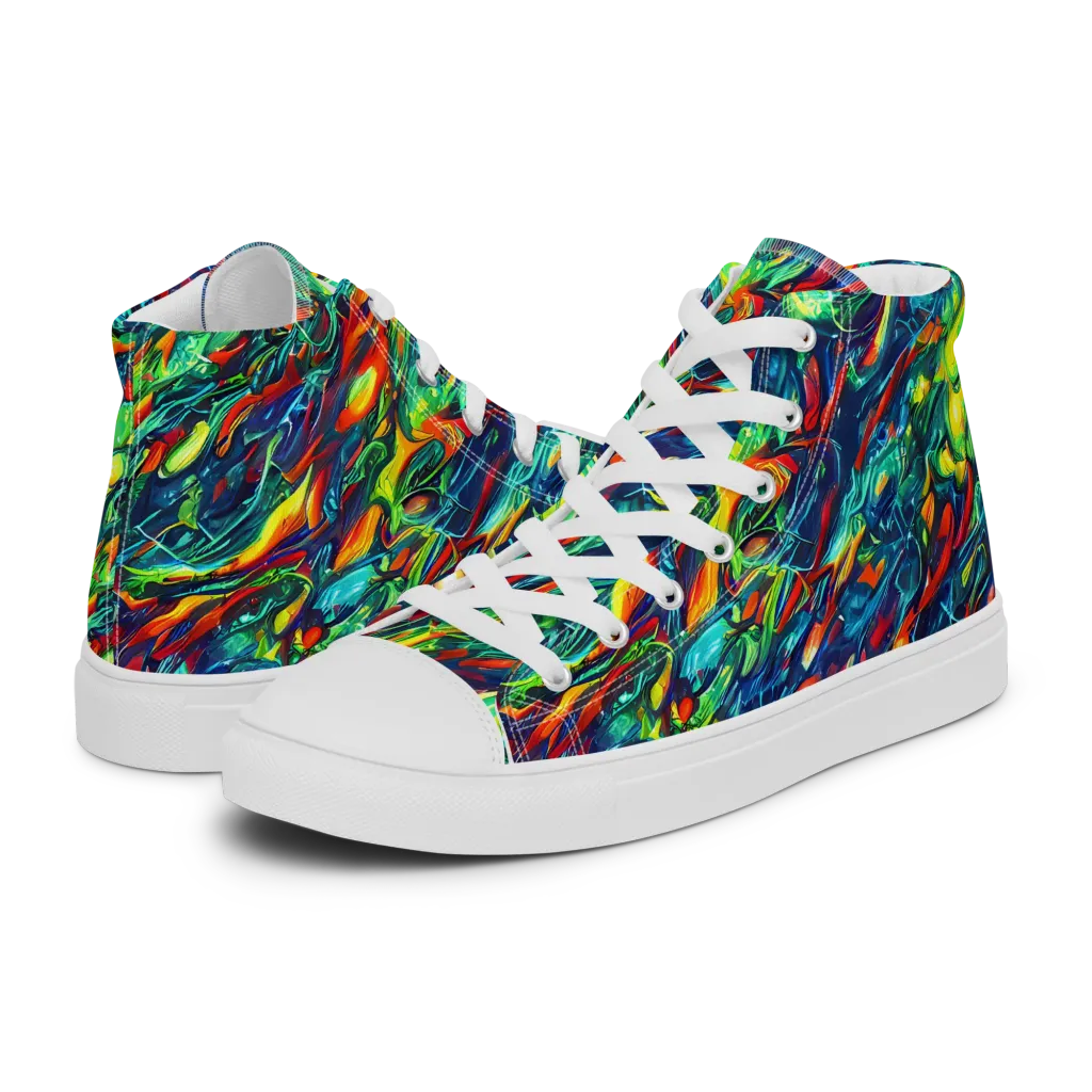 Chromatic Torrent on Men's High Top Canvas Shoes — Left