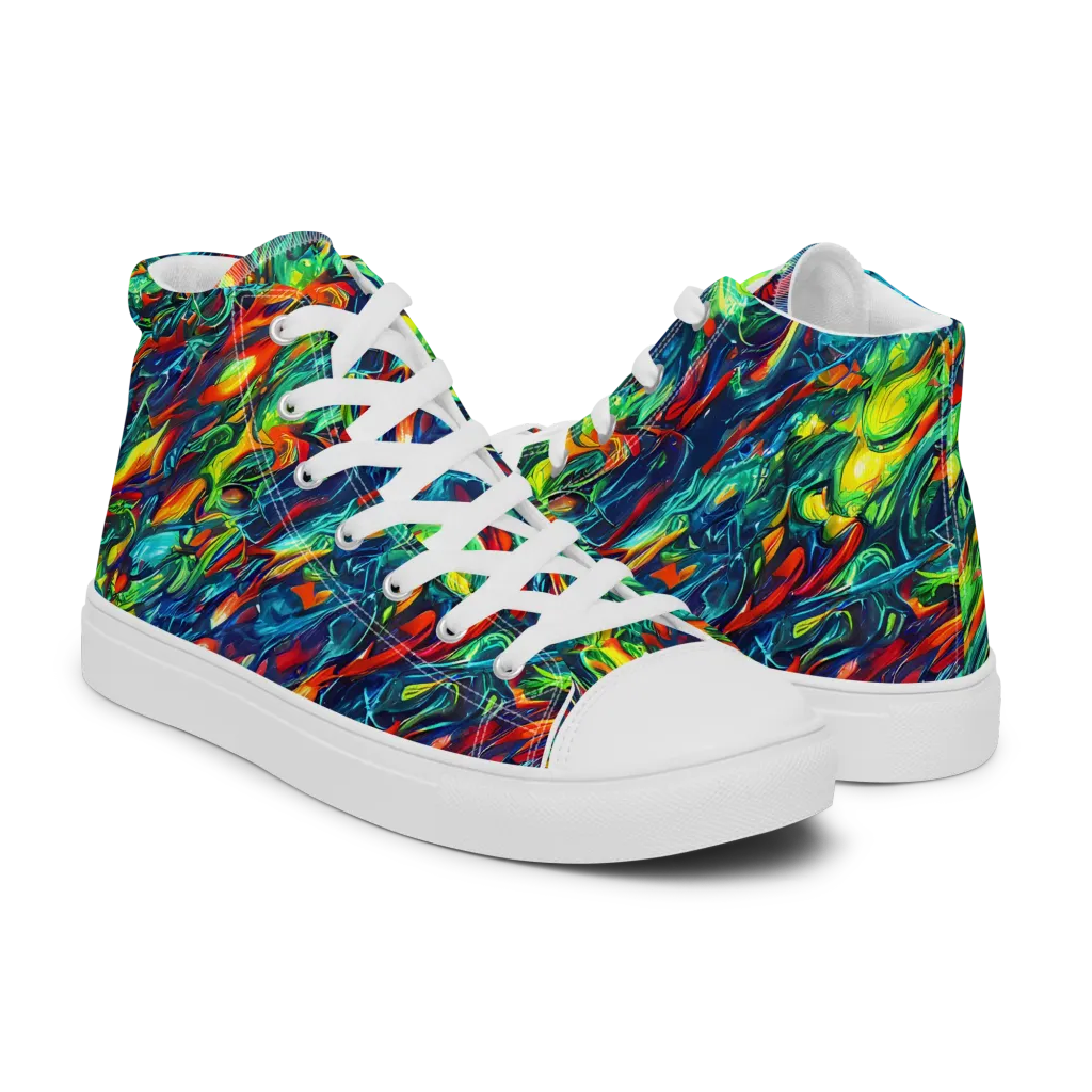 Chromatic Torrent on Men's High Top Canvas Shoes — Right