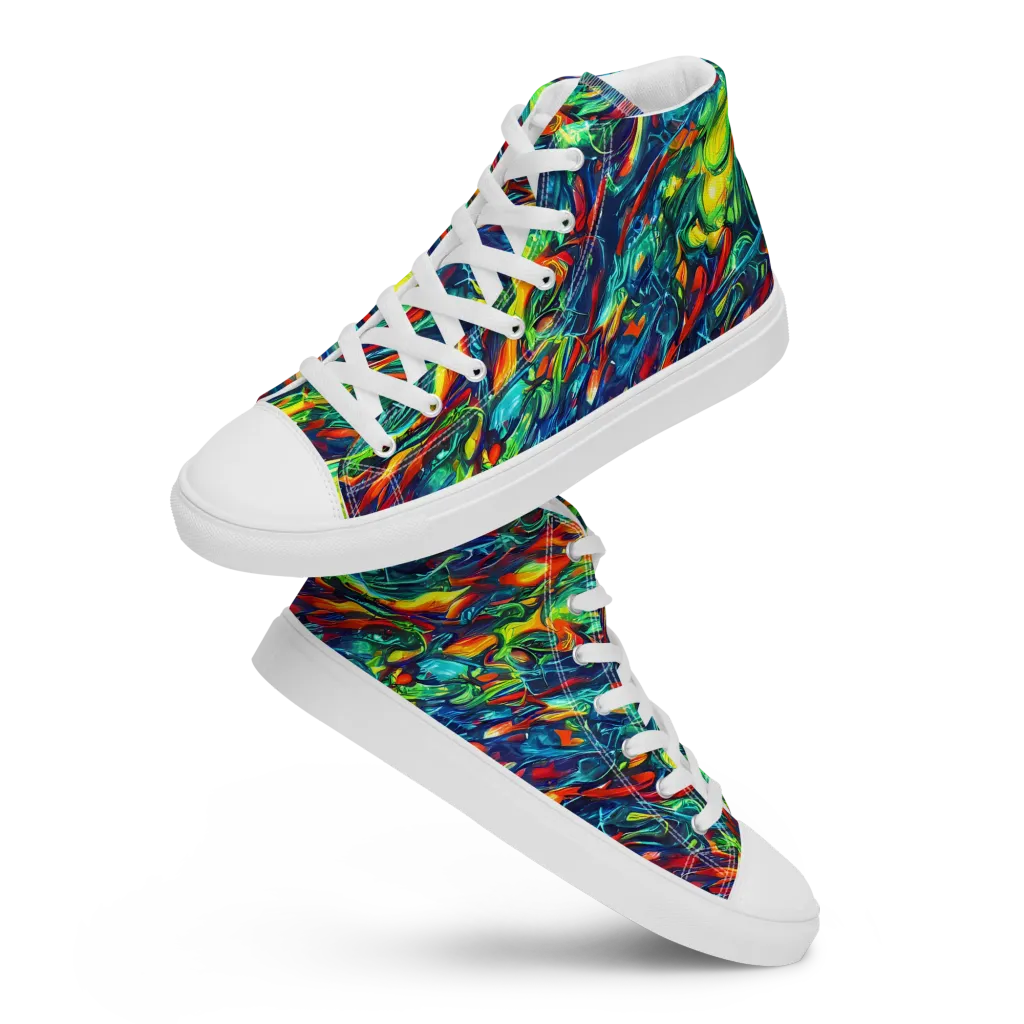 Chromatic Torrent on Men's High Top Canvas Shoes — Front