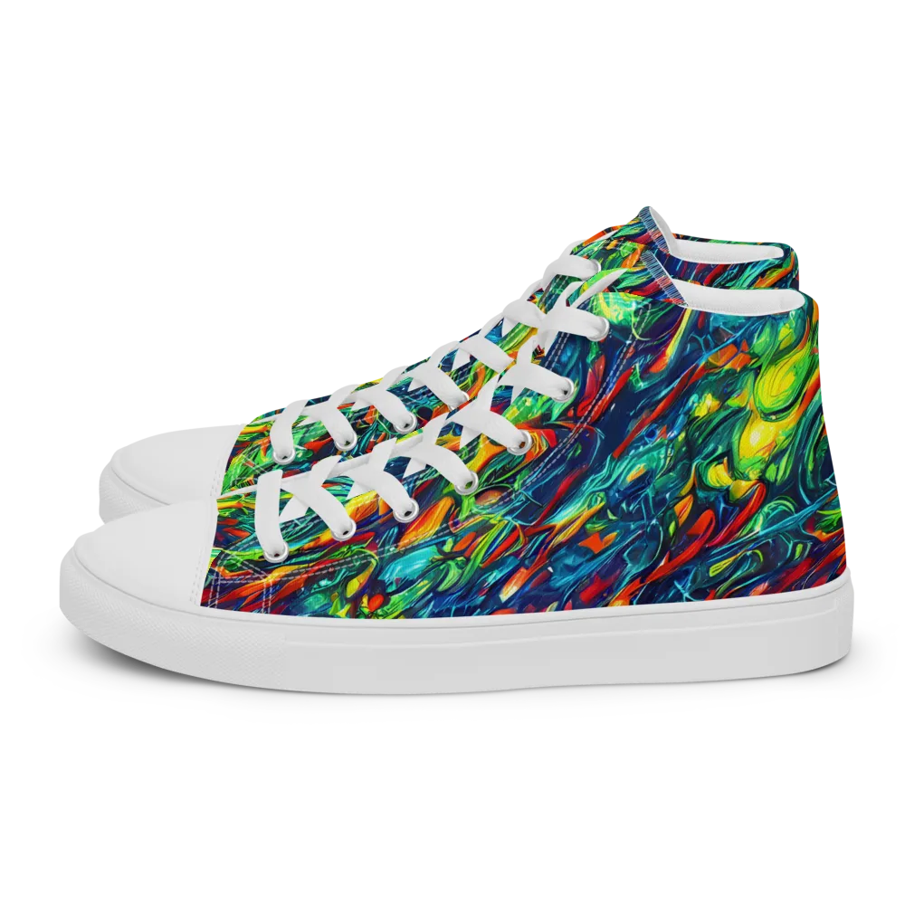 Chromatic Torrent on Women's High Top Canvas Shoes — Left