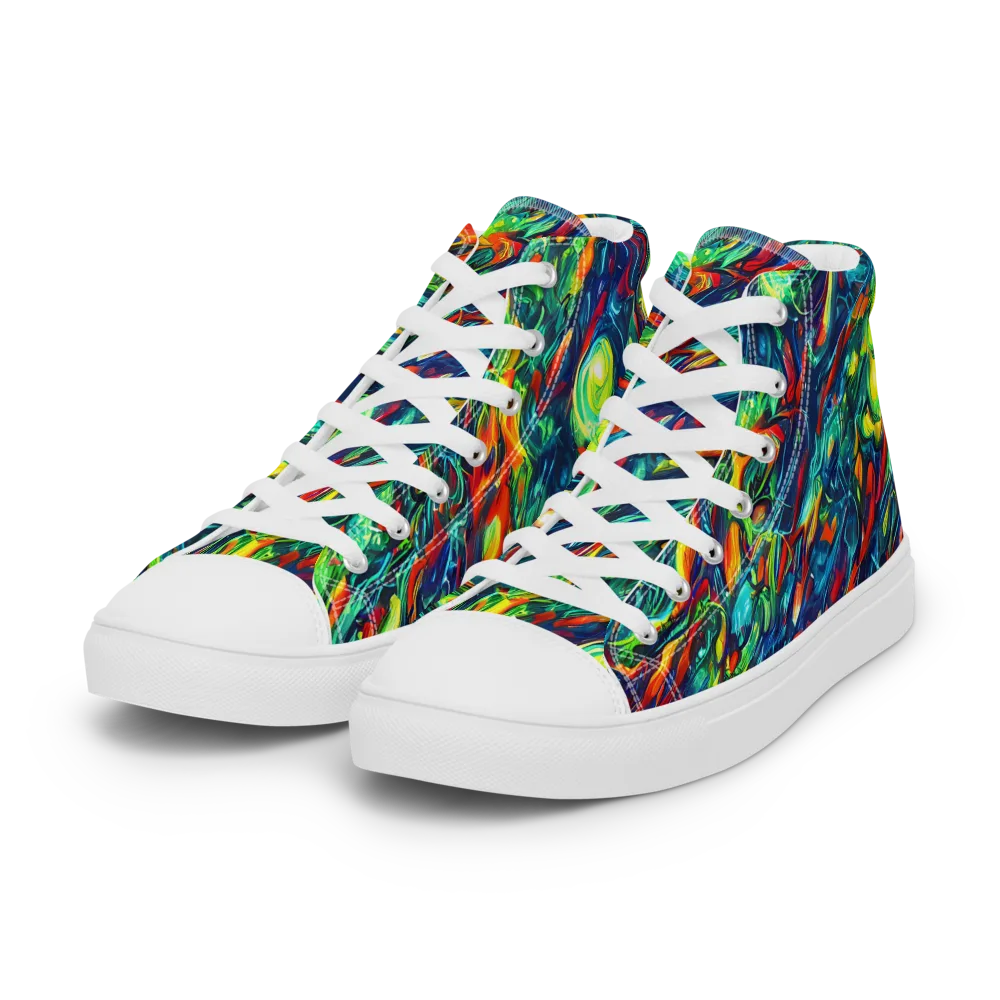 Chromatic Torrent on Women's High Top Canvas Shoes — Left Front