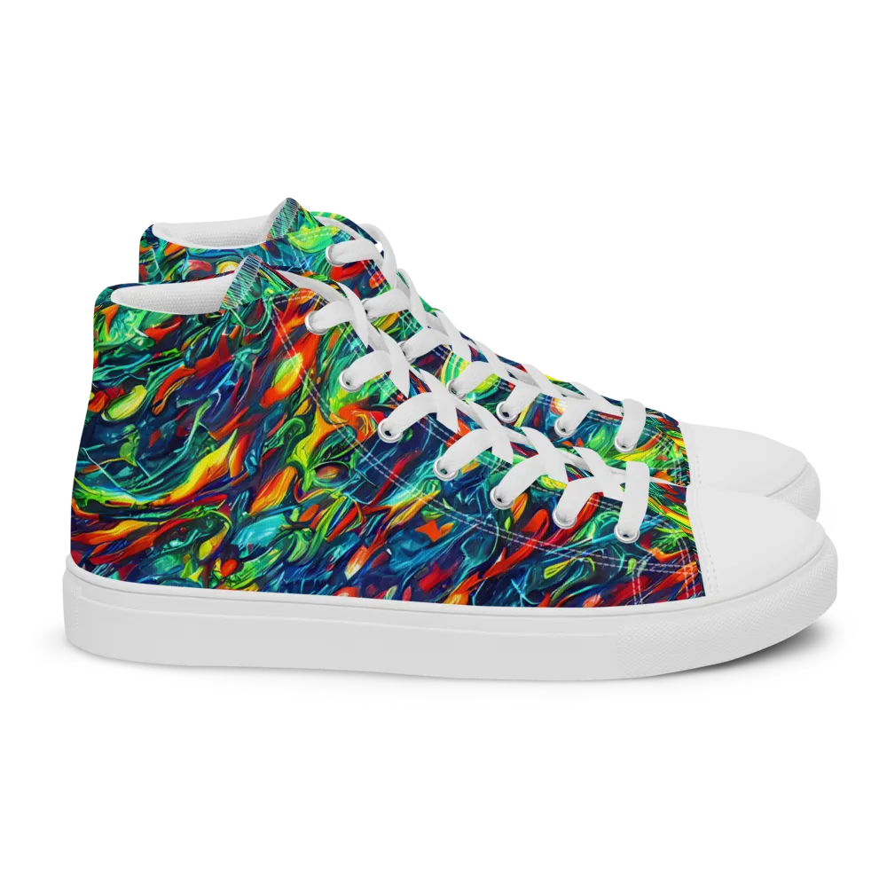 Chromatic Torrent on Women's High Top Canvas Shoes — Right