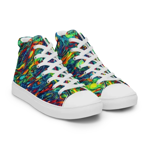 Chromatic Torrent on a Women's High Top Canvas Shoes