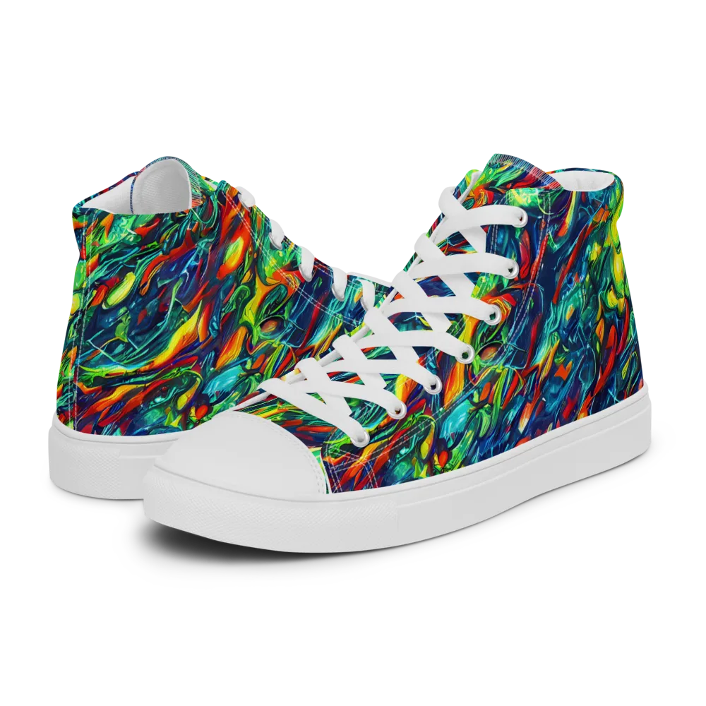 Chromatic Torrent on Women's High Top Canvas Shoes — Left