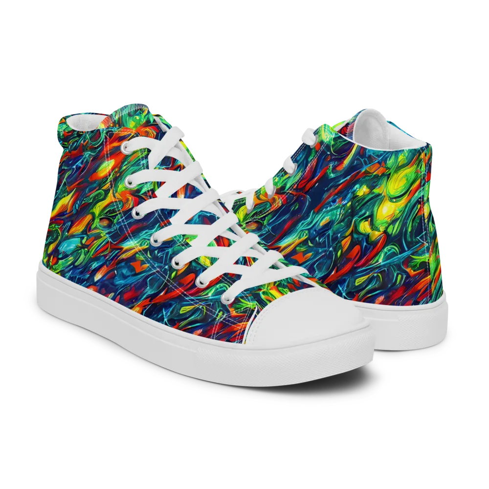 Chromatic Torrent on Women's High Top Canvas Shoes — Right