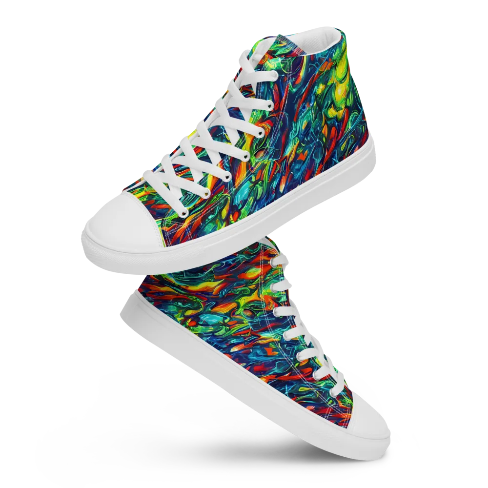 Chromatic Torrent on Women's High Top Canvas Shoes — Front