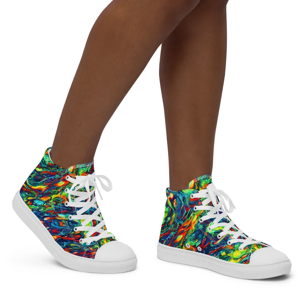 Chromatic Torrent on Women's High Top Canvas Shoes — Right