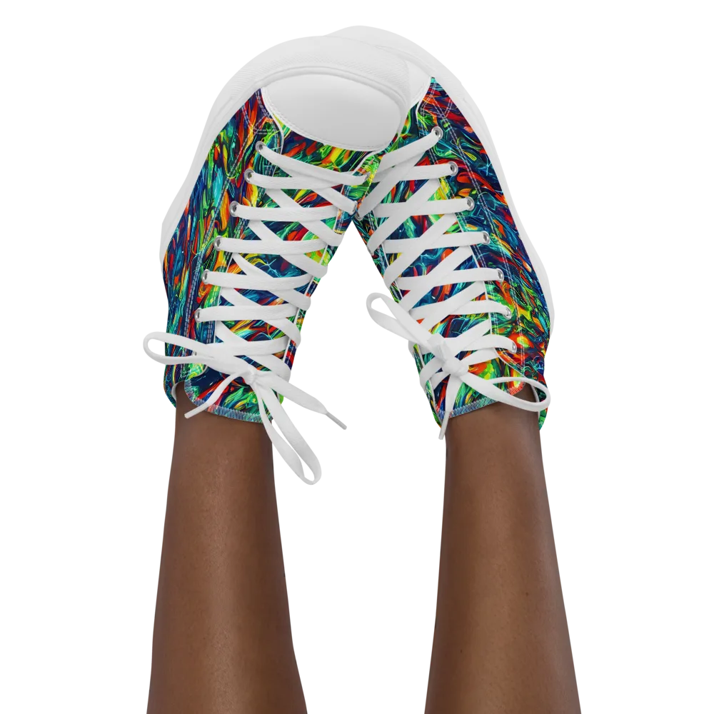 Chromatic Torrent on Women's High Top Canvas Shoes — Front