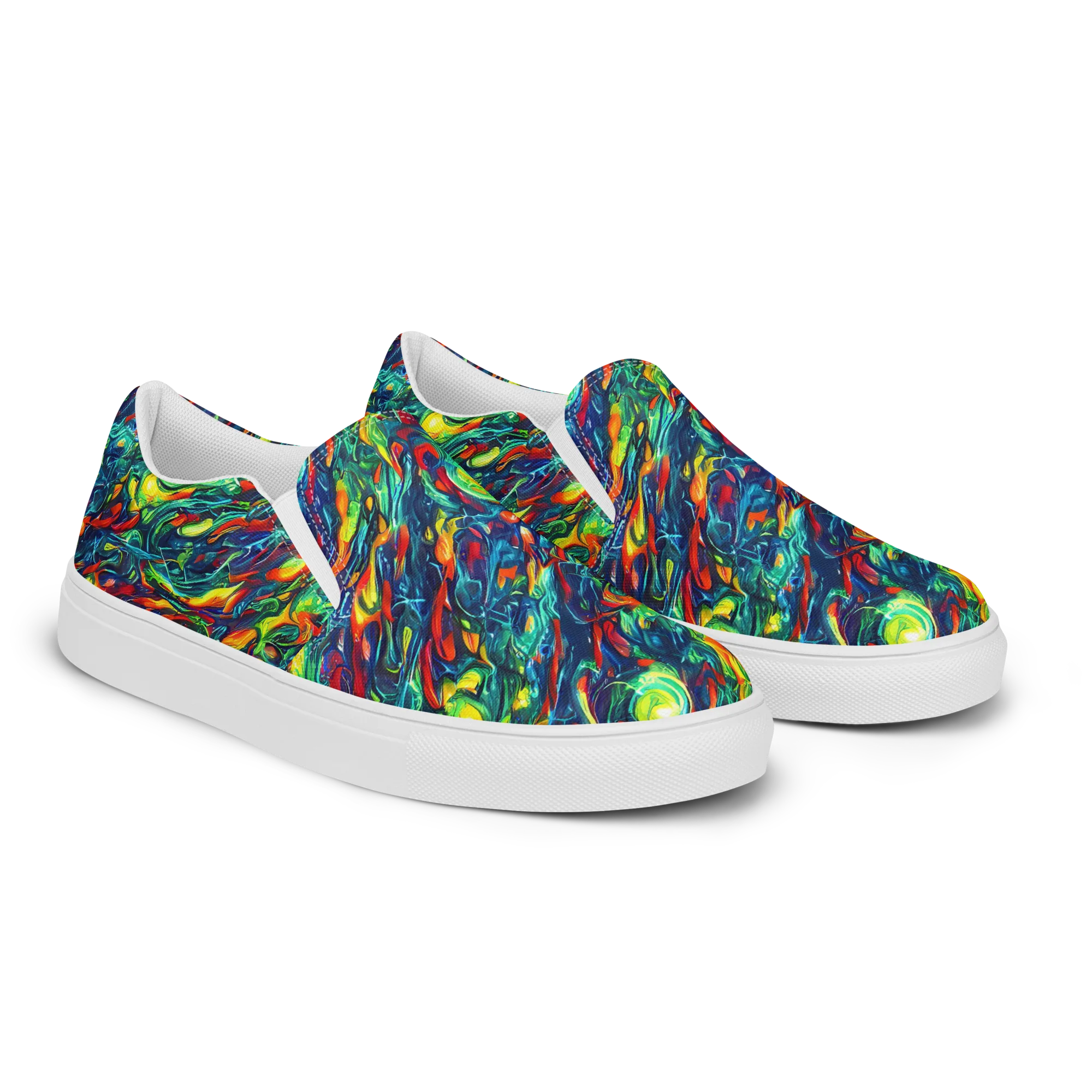 Chromatic Torrent on Men's Slip-On Canvas Shoes — Right Front