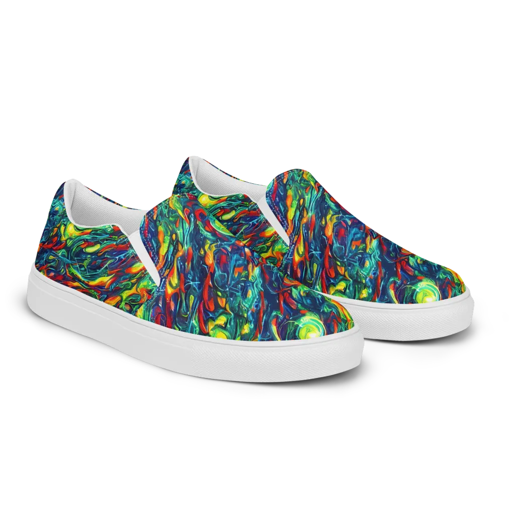 Chromatic Torrent on Men's Slip-On Canvas Shoes — Right Front