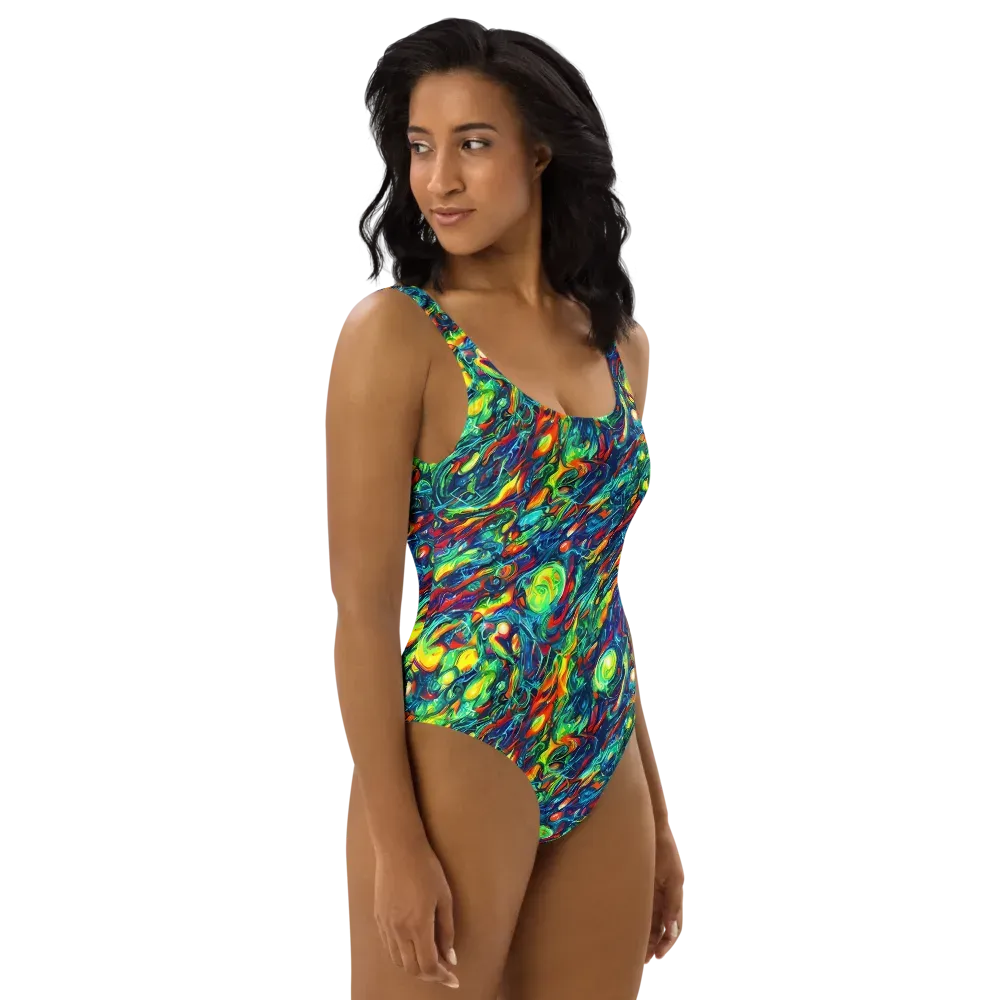 Chromatic Torrent on One-Piece Swimsuit — Right