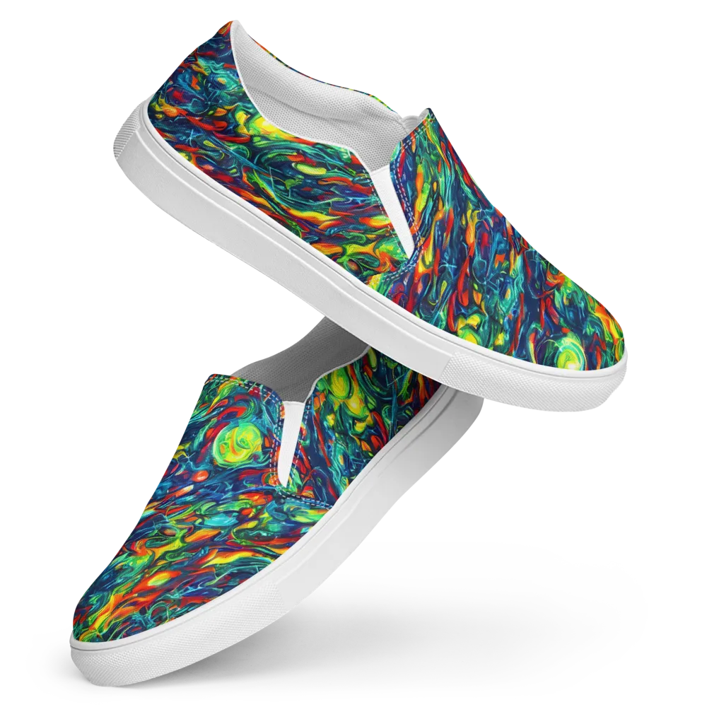 Chromatic Torrent on Women's Slip-On Canvas Shoes — Front