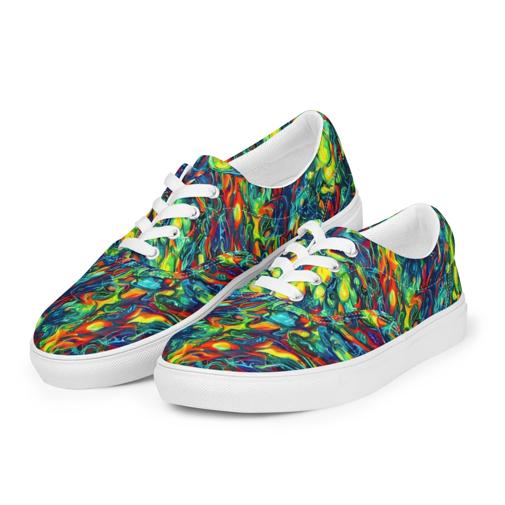 Chromatic Torrent on Men's Lace-Up Canvas Shoes — Left Front