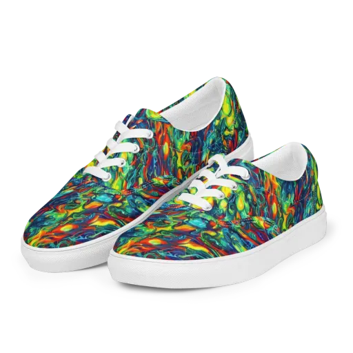 Chromatic Torrent on a Men's Lace-Up Canvas Shoes