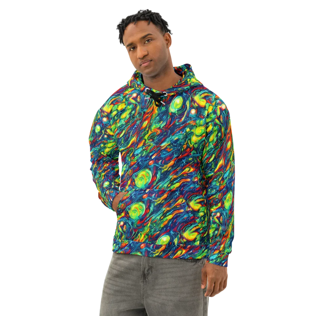 Chromatic Torrent on Cotton Hoodie — Left Front