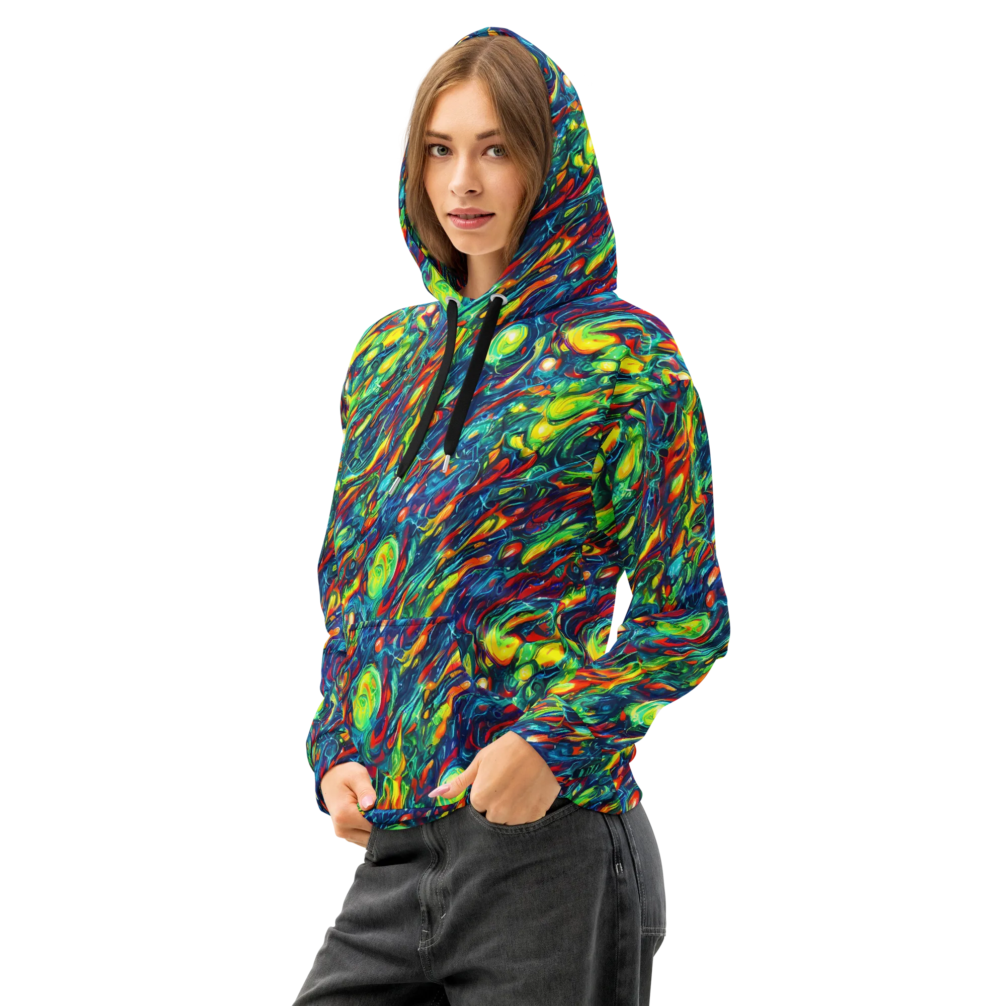 Chromatic Torrent on Cotton Hoodie — Left Front