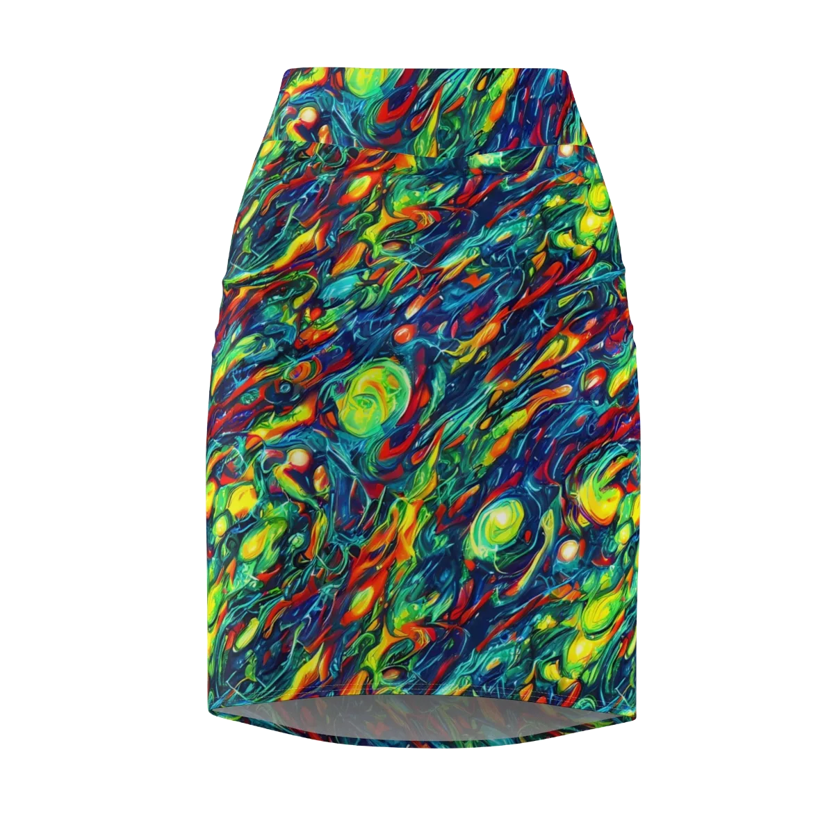 Chromatic Torrent on Pencil Skirt — Front