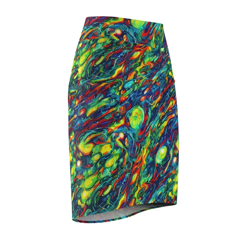 Chromatic Torrent on Pencil Skirt — Front Side