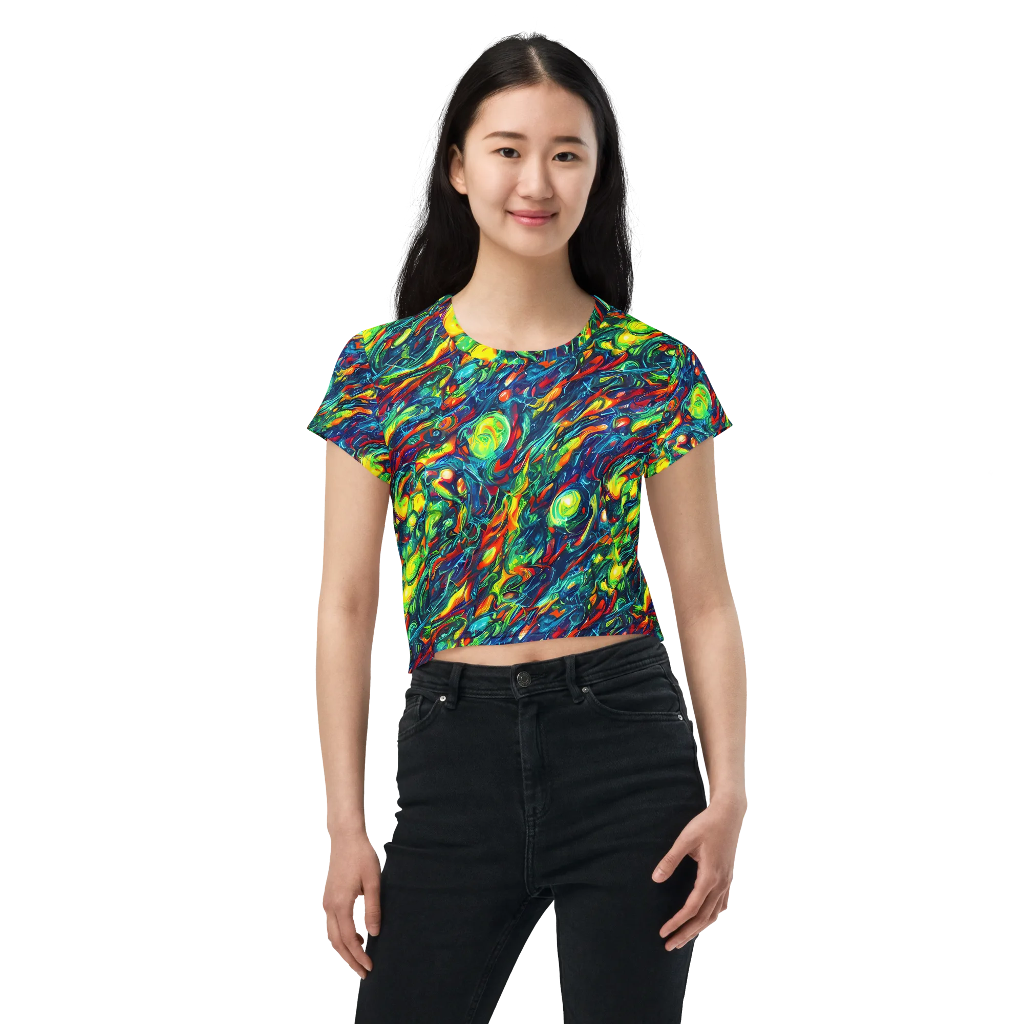 Chromatic Torrent on Crop Tee — Front