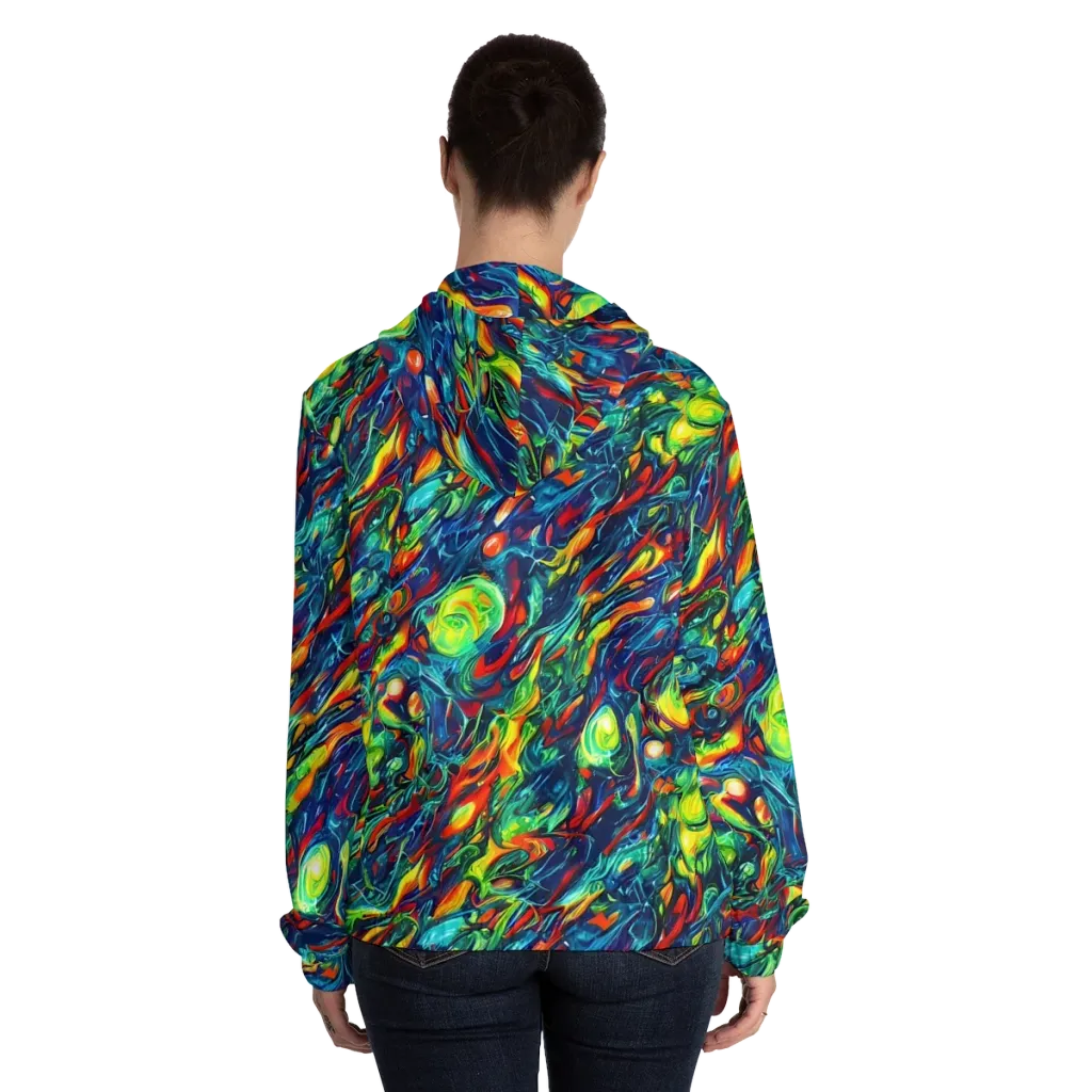 Chromatic Torrent on Women's Full-Zip Hoodie — Back On Person