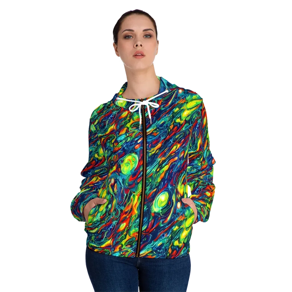 Chromatic Torrent on Women's Full-Zip Hoodie — Front On Person
