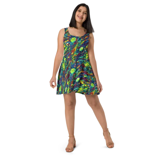 Chromatic Torrent on a Skater Dress