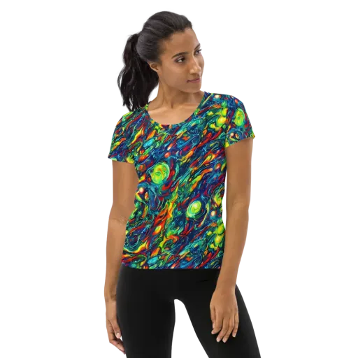 Chromatic Torrent on a Women's Athletic T-Shirt