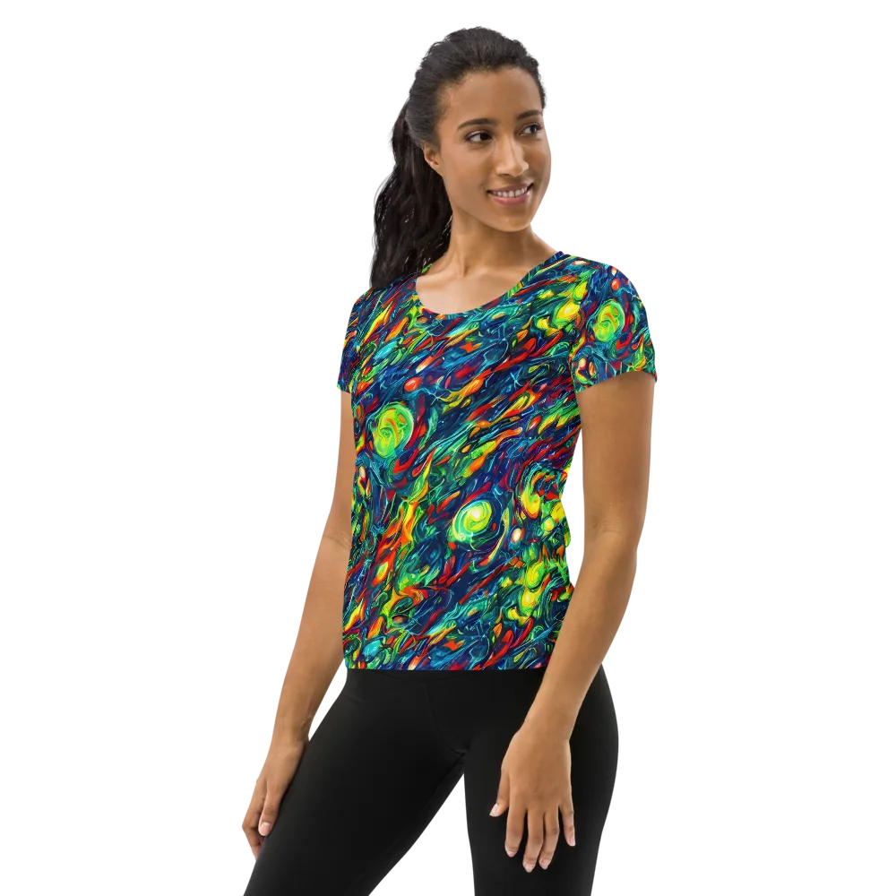 Chromatic Torrent on Women's Athletic T-Shirt — Left