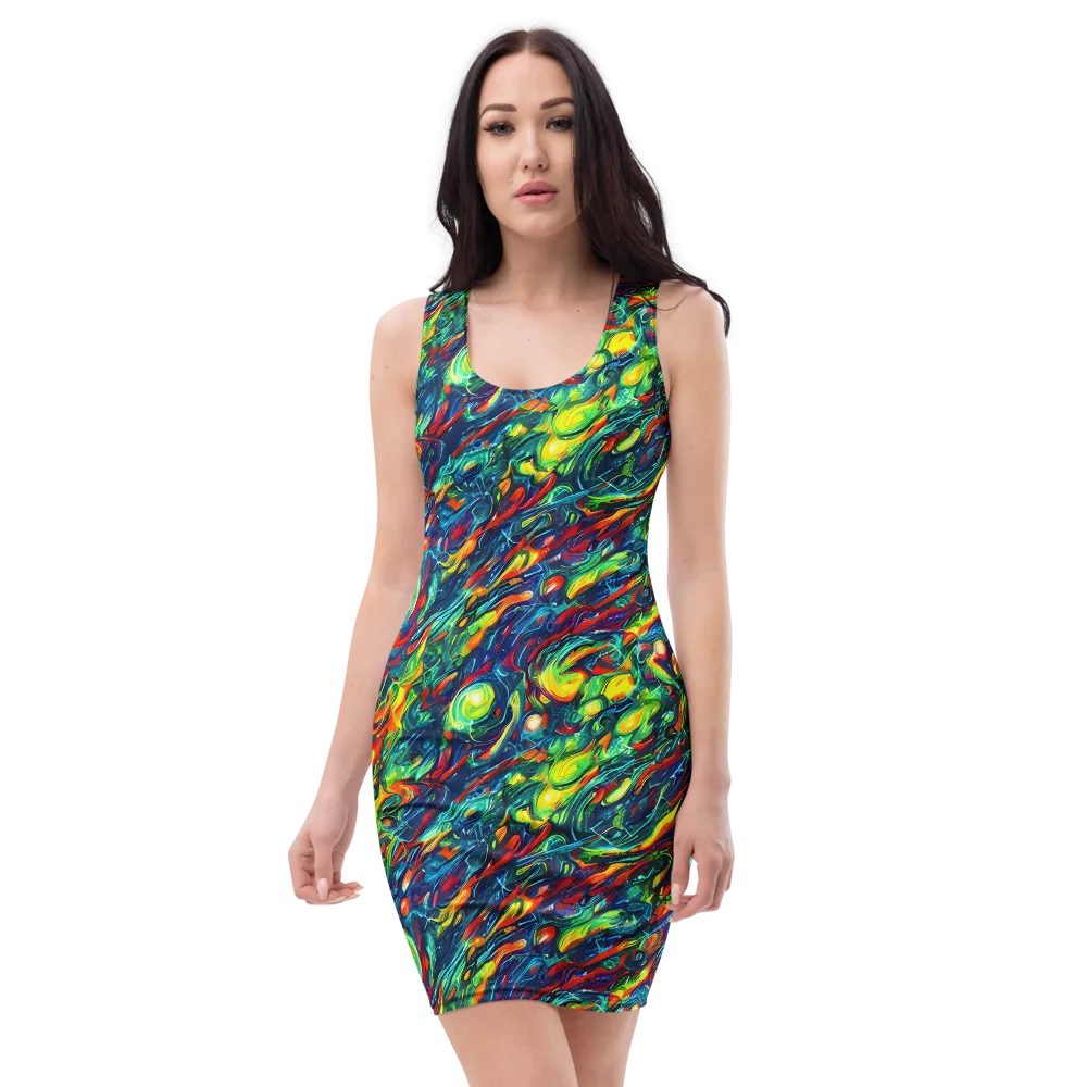 Chromatic Torrent on Bodycon Dress — Front