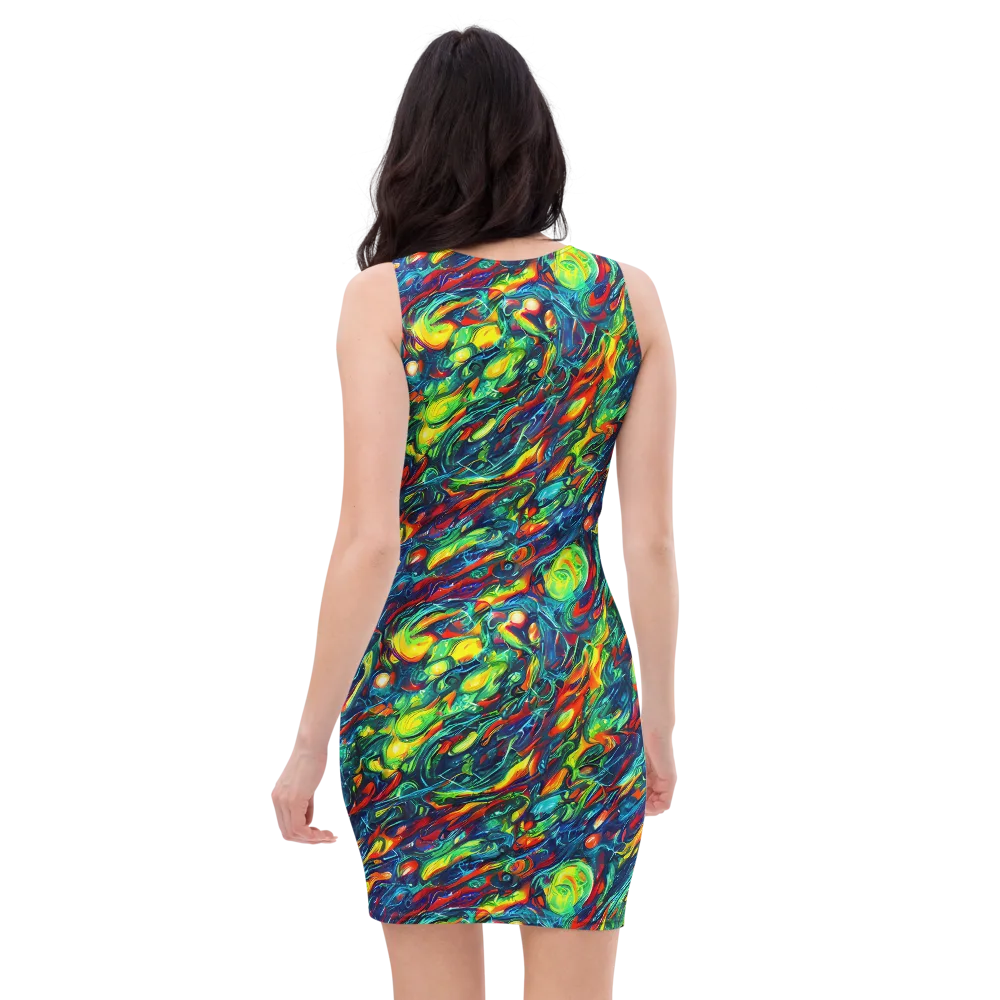 Chromatic Torrent on Bodycon Dress — Back