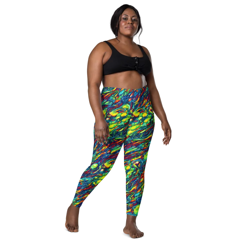Chromatic Torrent on Leggings with Pockets — Front