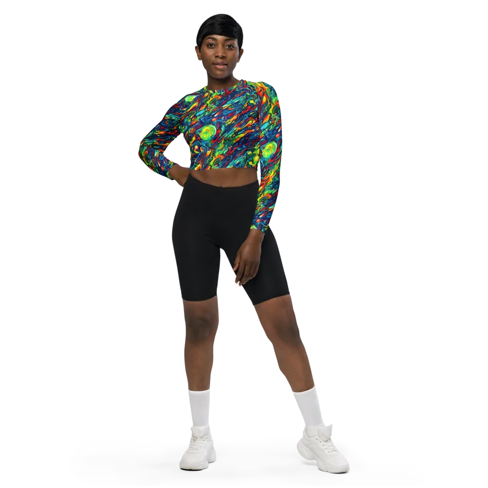Chromatic Torrent on Long Sleeve Crop Top — Front