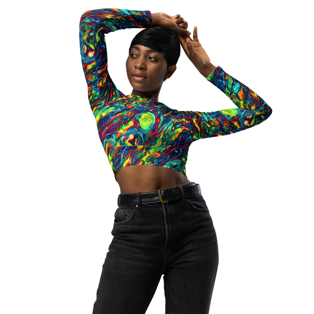 Chromatic Torrent on Long Sleeve Crop Top — Front