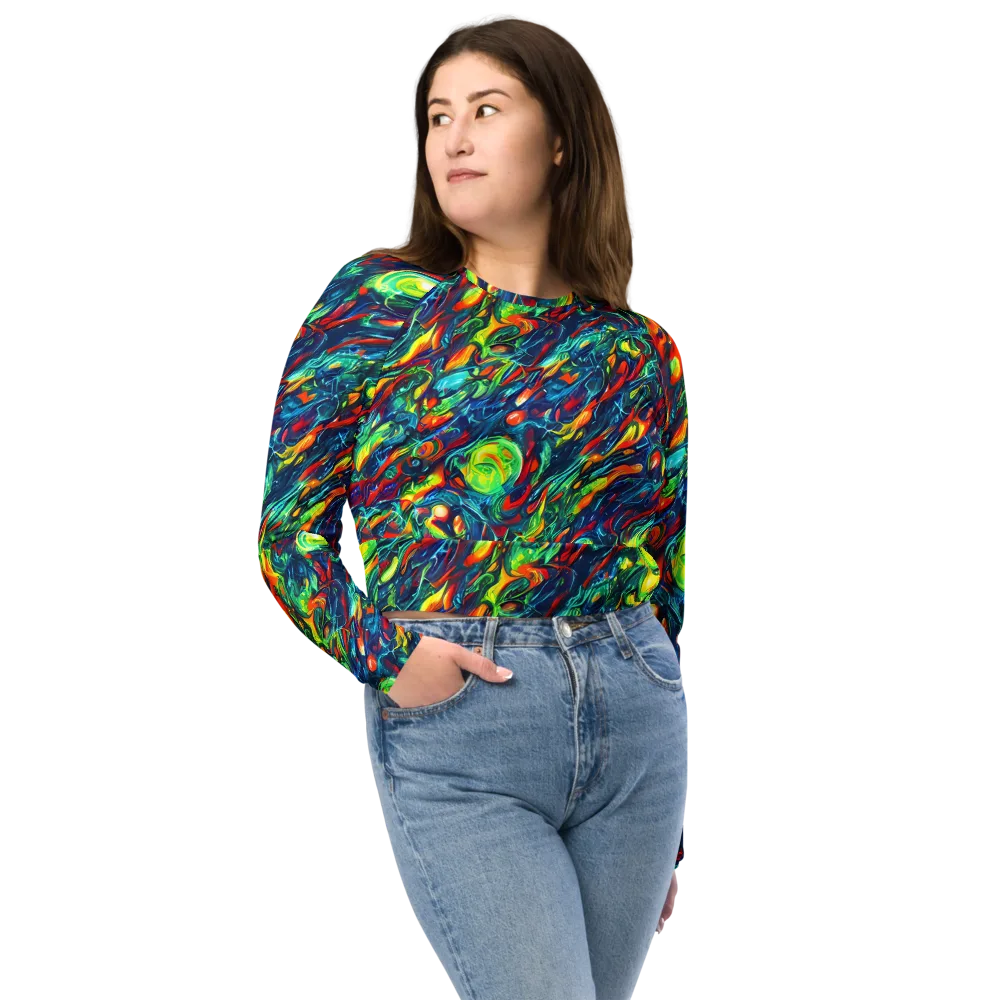 Chromatic Torrent on Long Sleeve Crop Top — Front