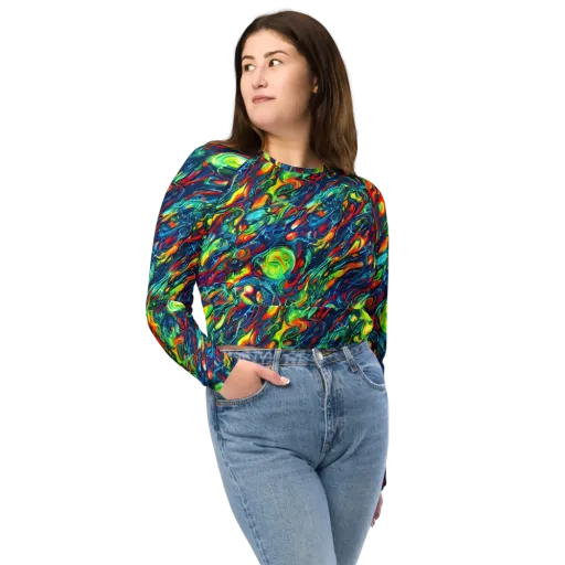Chromatic Torrent on a Long Sleeve Crop Top